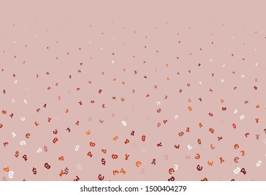 Light Red vector background with financial symbols. Shining colored illustration with currency signs. Design for business advert of economic, wealth.