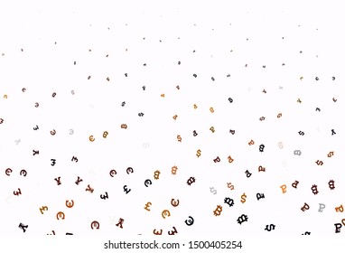 Light Red vector background with financial symbols. Abstract illustration with colored financial digital symbols. Template for ads of currency markets, bank loans.