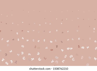 Light Red vector background with financial symbols. Blurred design in simple style with symbols of currency. Pattern for financial, investment websites.