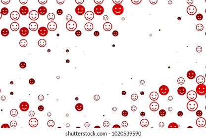 Light Red vector background with funny smiles. Beautiful colored illustration with smiles in simple style. Pattern for carnival, festival fun leaflets.