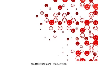 Light Red vector background with funny smiles. Decorative shining illustration with smiles on white template. Pattern for parties, gifts, congratulations.
