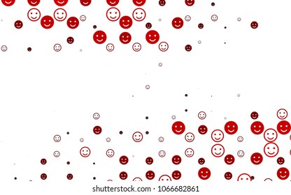 Light Red vector background with funny smiles. Colorful gradient Smiles on white background. Template for cheerful greeting postcards.
