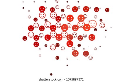 Light Red vector background with funny smiles. Blurred decorative design of smiles in doodle style. Pattern for parties, gifts, congratulations.
