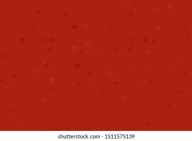 Light Red vector background with hearts. Decorative shining illustration with hearts on abstract template. Pattern for marriage gifts, congratulations.