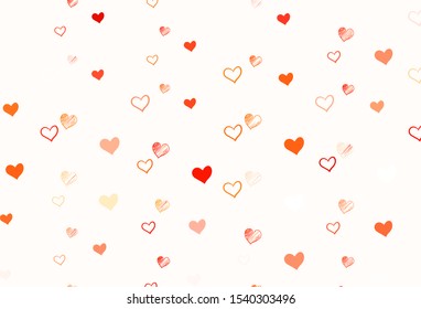 Light Red vector background with hearts. Hearts on blurred abstract background with colorful gradient. Template for Valentine's greeting postcards.