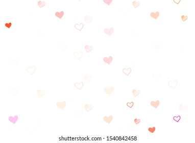 Light Red vector background with hearts. Blurred decorative design in doodle style with hearts. Pattern for carnival, festival romantic leaflets.