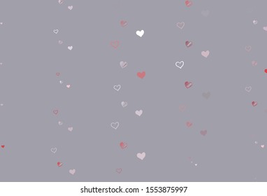 Light Red vector background with hearts. Blurred decorative design in doodle style with hearts. Design for your business advert of anniversary.