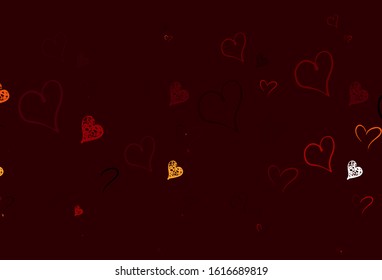 Light Red vector background with hearts. Illustration with shapes of gradient hearts on blur backdrop. Template for Valentine's greeting postcards.