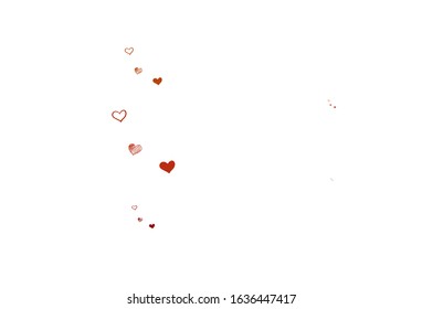 Light Red vector background with hearts. Beautiful celebration style hearts on abstract illustration. Template for Valentine's greeting postcards.