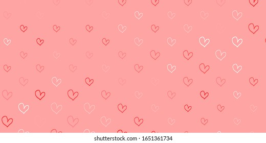 Light Red vector background with hearts. Hearts on blurred abstract background with colorful gradient. Design for your business advert of anniversary.