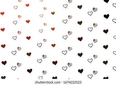 Light Red vector background with hearts. Blurred decorative design in doodle style with hearts. Pattern for valentine's ad, booklets.
