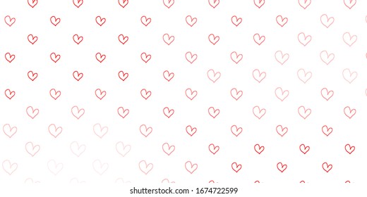 Light Red vector background with hearts. Hearts on blurred abstract background with colorful gradient. Design for your business advert of anniversary.