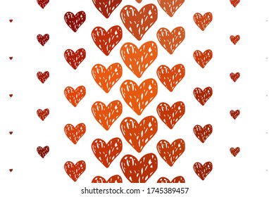 Light Red vector background with hearts. Beautiful celebration style hearts on abstract illustration. Pattern for marriage gifts, congratulations.