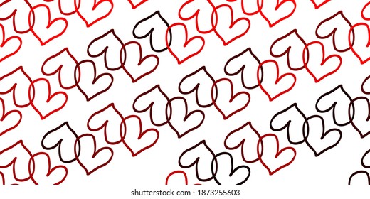 Light Red vector background with hearts. Hearts on blurred abstract background with colorful gradient. Pattern for valentine's ad, booklets.