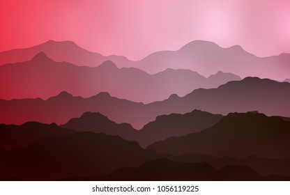 Light Red vector background with lamp shapes. Modern gradient abstract illustration with bandy lines. Mountain style for your business design.