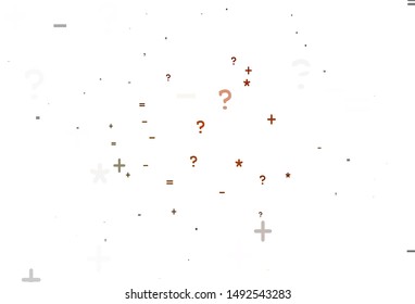 Light Red vector background with math elements. Illustration with Numeral symbols on abstract template. Best design a poster, banner of a math college.