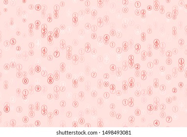 Light Red vector background with math characters. Colored mathematic signs with gradient on white background. Pattern for posters, banners of math books.