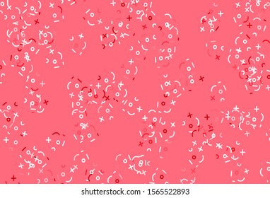 Light Red vector background with math elements. Illustration with Numeral symbols on abstract template. Pattern for school, grammar websites.