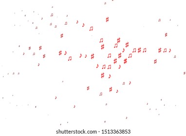 Light Red vector background with music symbols. Decorative design in abstract style with music shapes. Pattern for websites of musitians.
