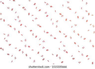 Light Red vector background with music symbols. Decorative design in abstract style with music shapes. Modern design for wallpapers.
