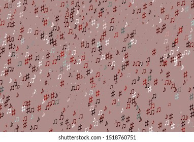 Light Red vector background with music symbols. Decorative design in abstract style with music shapes. Modern design for wallpapers.