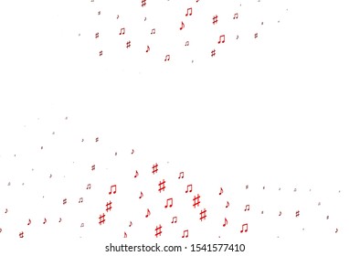 Light Red vector background with music symbols. Decorative design in abstract style with music shapes. Modern design for wallpapers.