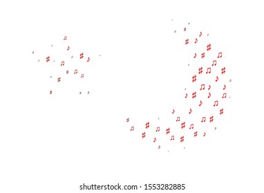 Light Red vector background with music symbols. Decorative design in abstract style with music shapes. Pattern for festival leaflets.