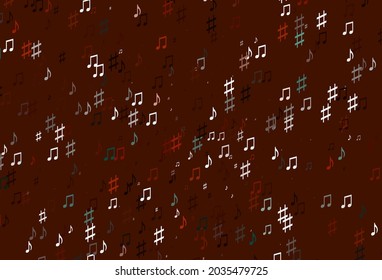 Light Red vector background with music symbols. Decorative design in abstract style with music shapes. Template for fasion magazines.