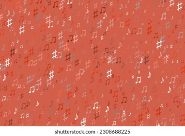 Fondo vectorial rojo claro con símbolos musicales. Ilustración brillante de notas musicales de gradiente colorido. Patrón de anuncios escolares, folletos.