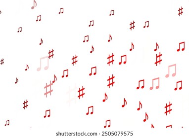 Light Red vector background with music symbols. Modern abstract illustration with melody keys. Pattern for school ad, booklets.