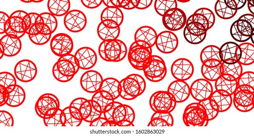 Light Red vector background with occult symbols. Colorful mystic symbols with a gradient in ancient style. Simple design for occult depiction.