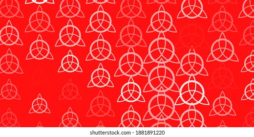 Light Red vector background with occult symbols. Retro design in abstract style with witchcraft forms. Simple design for occult depiction.