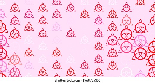 Light Red vector background with occult symbols. Illustration with magical signs of spiritual power. Design for magic, spiritual events.