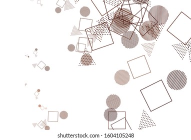 Light Red vector background with polygonal style with circles. Illustration with set of colorful circles, triangles, squares. Pattern for booklets, leaflets