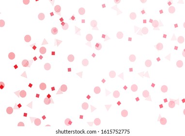 Light Red vector background with polygonal style with circles. Abstract gradient illustration with circles, triangles, cubes. Best design for poster, banner.