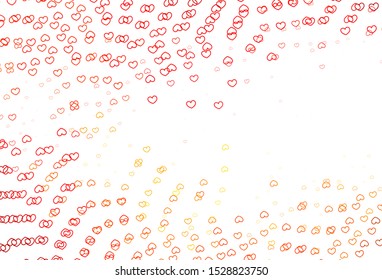 Light Red vector background with Shining hearts. Glitter abstract illustration with colorful hearts in romantic style. Pattern for valentine's ad, booklets.