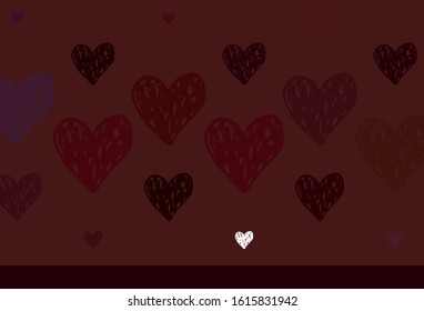 Light Red vector background with Shining hearts. Decorative design with hearts in simple style . Pattern for carnival, festival romantic leaflets.