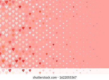 Light Red vector background with Shining hearts. Smart illustration with gradient hearts in valentine style. Pattern for marriage gifts, congratulations.