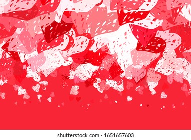 Fondo vectorial rojo claro con corazones brillantes. Ilustración inteligente con corazones gradientes en estilo valentino. Plantilla para tarjetas postales de San Valentín.