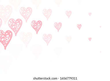 Light Red vector background with Shining hearts. Shining illustration with hearts on abstract template. Design for a business advert of anniversary.