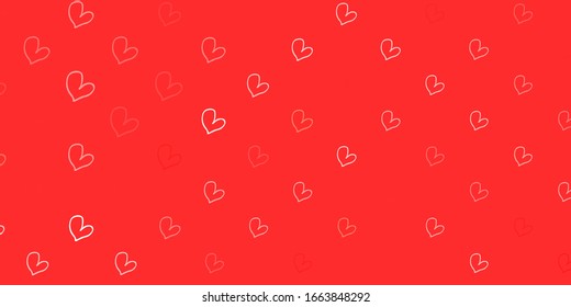 Light Red vector background with Shining hearts. Illustration with hearts in love concept for valentine's day. Design for ad, poster, banner of Valentine Day.