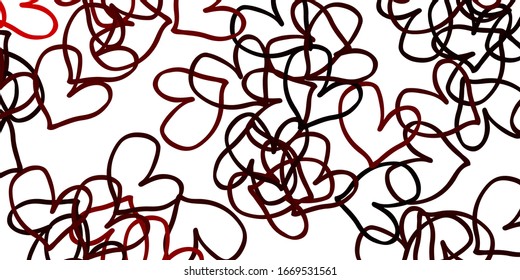 Light Red vector background with Shining hearts. Hearts on blurred abstract background with colorful gradient. Pattern for marriage gifts, congratulations.