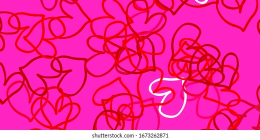 Light Red vector background with Shining hearts. Beautiful colored illustration with hearts in celebration style. Pattern for marriage gifts, congratulations.