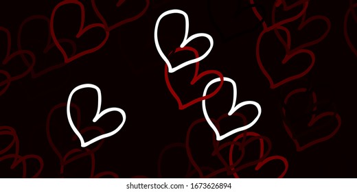 Light Red vector background with Shining hearts. Hearts on blurred abstract background with colorful gradient. Template for Valentine's greeting postcards.