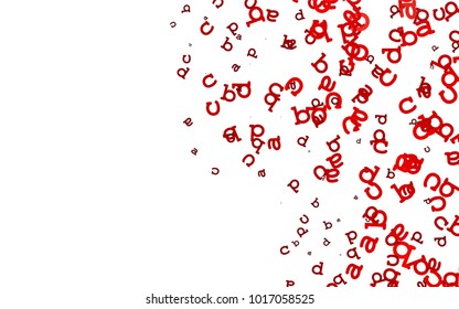 Light Red vector background with signs of alphabet. Abstract illustration with colored latin alphabet. Template can be used as a background for ads of typography.