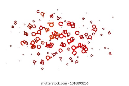 Light Red vector background with signs of alphabet. Abstract illustration with colored latin alphabet. Template can be used as a background for ads of typography.