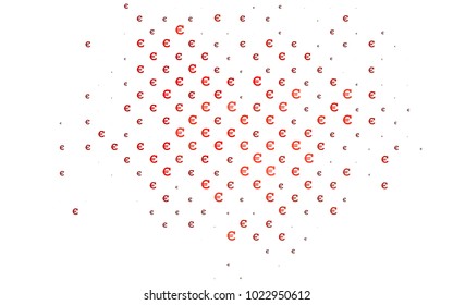 Light Red vector background with signs of Euro. Colored symbols of cryptocurrency on white background. The pattern can be used for ad, booklets, leaflets of banks.