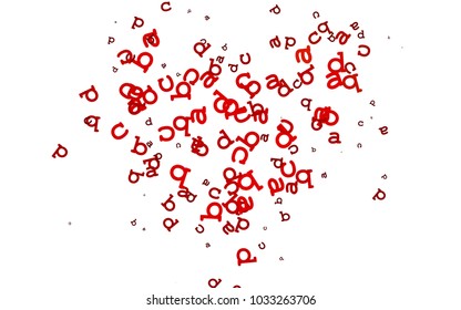 Light Red vector background with signs of alphabet. Modern geometrical illustration with ABC english symbols. The pattern can be used for school, grammar websites.