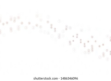 Light Red vector background with signs of numerals. Abstract illustration with colored algebra signs. Pattern for posters, banners of math books.