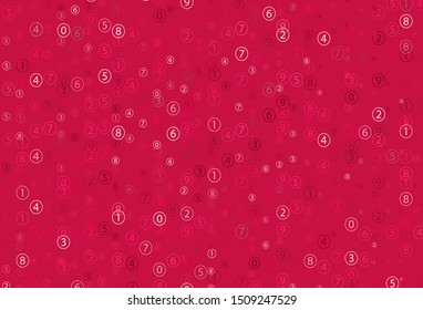 Light Red vector background with signs of numerals. Illustration with Numeral symbols on abstract template. Pattern for school, grammar websites.